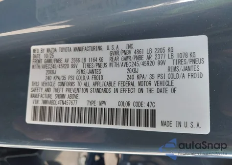 2026 Mazda Cx-50 2.5 S Premium z USA, uszkodzony, nr VIN 7MMVABDL4TN457677